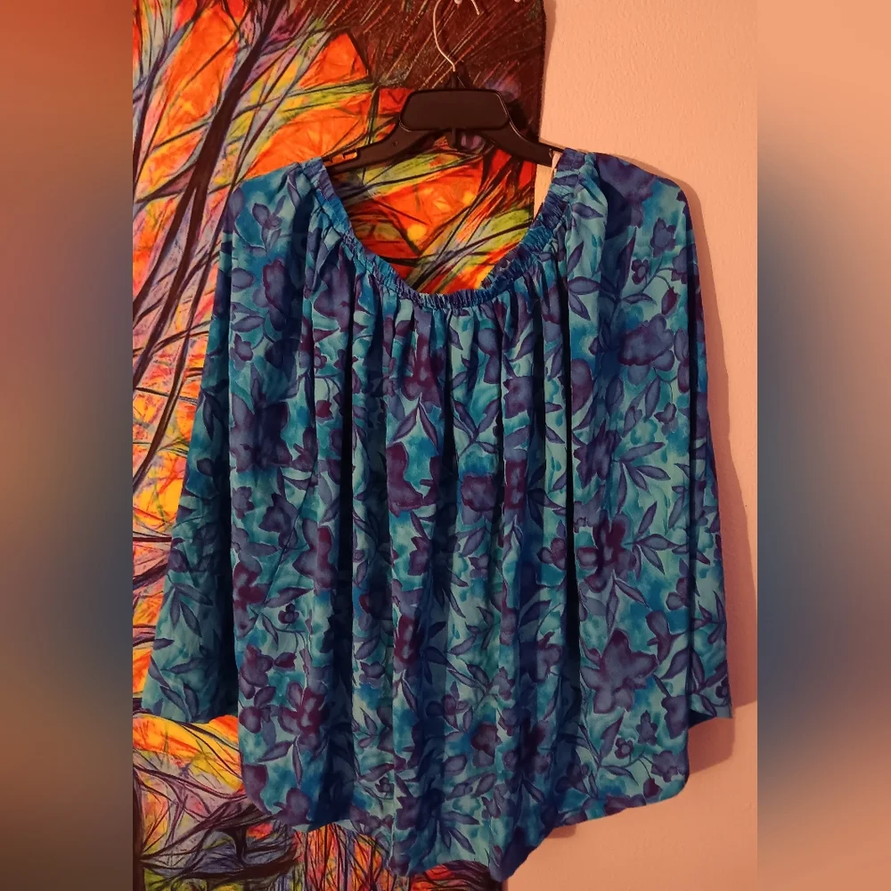 Leslie Fay Blue and Purple Women's Petite Dress - Picture 2 of 3